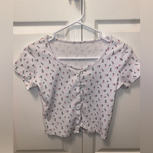 Ditsy floral print button up crop top Small - Picture 1 of 3